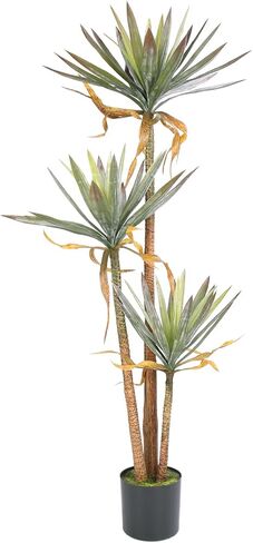 crapelles Artificial Yucca Tree, 63in Tall Fake Plant, Big Faux Plant with Plastic Pot, 5.25FT Lifelike Plants for Indoor Home Office Decor, Housewarming Gift in Kuwait