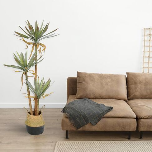 crapelles Artificial Yucca Tree, 63in Tall Fake Plant, Big Faux Plant with Plastic Pot, 5.25FT Lifelike Plants for Indoor Home Office Decor, Housewarming Gift in Kuwait