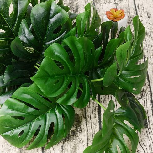 Artificial Palm Plants Leaves Faux Turtle Leaf Fake Monstera Tropical Large Palm Tree Leaves Outdoor UV Imitation Leaf in Kuwait