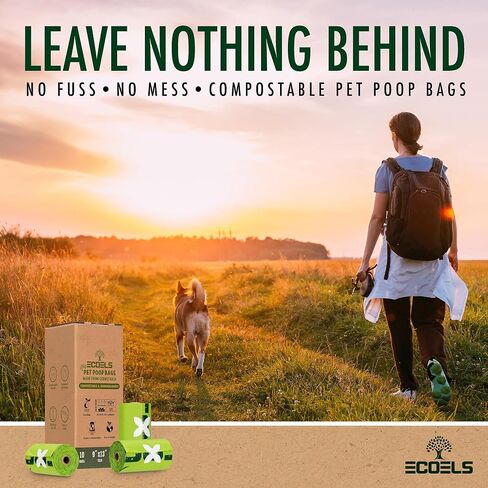 ECOELS 150 Dog Poo Bags 100% Compostable & Biodegradable Extra Large, Strong & Leakproof Poop Bags | Cornstarch-Made | Certified-OK COMPOST HOME, EN13432, US-ASTM BPI| Unscented 10 rolls Poo Bags Dogs in Saudi Arabia