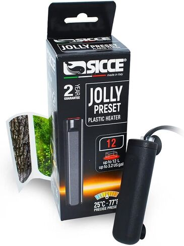 Sicce 6W Jolly Preset Small Submersible Aquarium Heater, Constant Temperature, Betta Fish Tank Heater Set to 77℉ for 1-2 Gallons Freshwater & Saltwater Tanks in Saudi Arabia