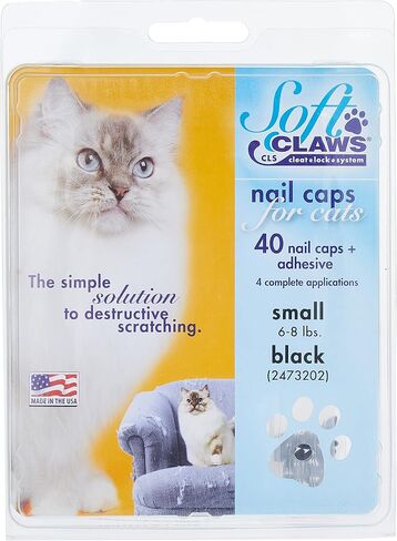Feline Soft Claws Cat Nail Caps Take-Home Kit, Small, Black in Kuwait