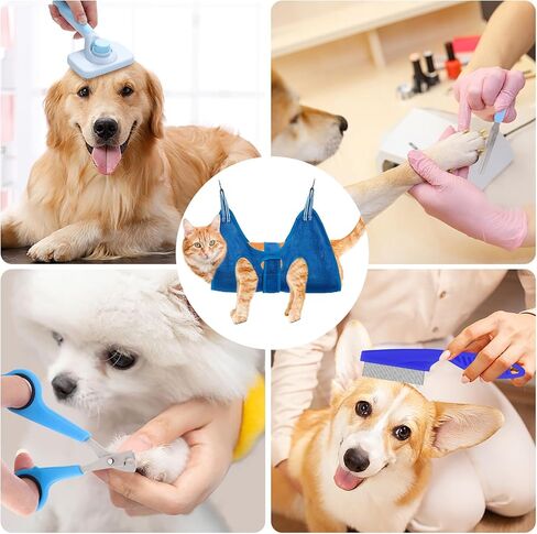 أرجوحة العناية بالحيوانات الأليفة من VCZONE للكلاب والقطط، أرجوحة ضبط النفس للكلاب مع مقص أظافر، مبرد أظافر، مشط البراغيث وفرشاة تساقط، حقيبة تقييد أرجوحة للكلاب والقطط الصغيرة والمتوسطة in Kuwait