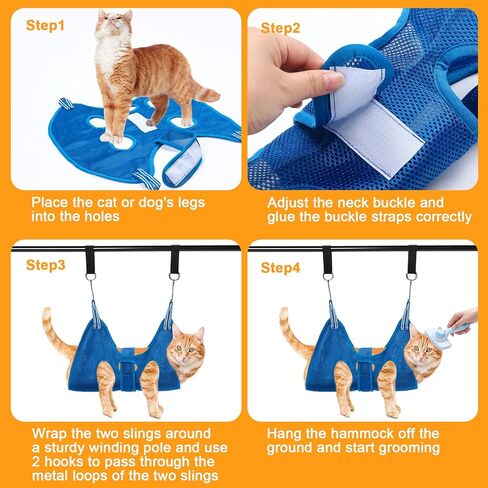 أرجوحة العناية بالحيوانات الأليفة من VCZONE للكلاب والقطط، أرجوحة ضبط النفس للكلاب مع مقص أظافر، مبرد أظافر، مشط البراغيث وفرشاة تساقط، حقيبة تقييد أرجوحة للكلاب والقطط الصغيرة والمتوسطة in Kuwait