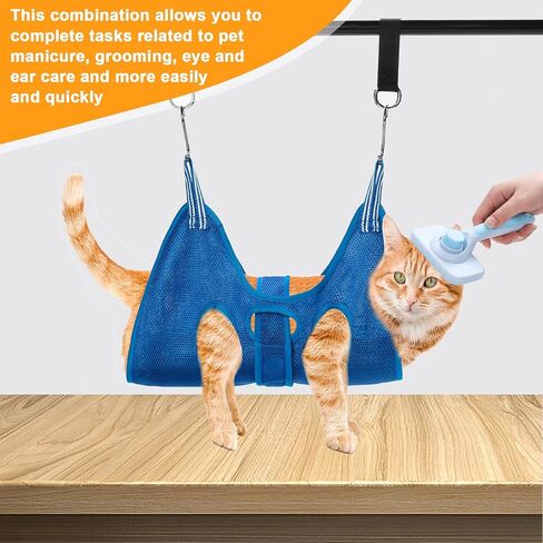 أرجوحة العناية بالحيوانات الأليفة من VCZONE للكلاب والقطط، أرجوحة ضبط النفس للكلاب مع مقص أظافر، مبرد أظافر، مشط البراغيث وفرشاة تساقط، حقيبة تقييد أرجوحة للكلاب والقطط الصغيرة والمتوسطة in Kuwait