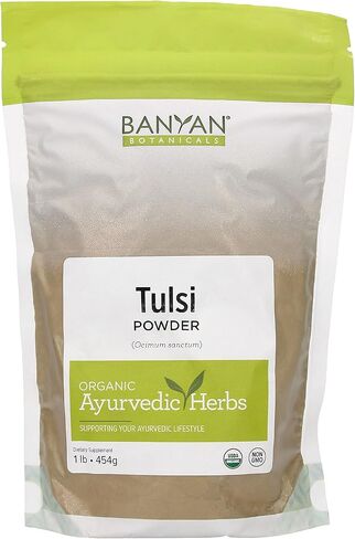 مسحوق التولسي من بانيان بوتانيكالز، 1 رطل - عضوي من وزارة الزراعة الأمريكية - أوسيموم سانكتوم - الريحان المقدس - أدابتوجين الأيورفيدا* in Kuwait