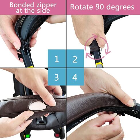 SeedFuture Stroller Handle Bar Covers for DOONA, Brown Pu Leather Pram Handle Protective Case Cover Stroller Accessories for DOONA, Pushchair Armrest Handle Protector Cover in Kuwait