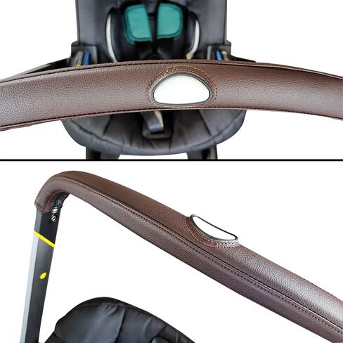 SeedFuture Stroller Handle Bar Covers for DOONA, Brown Pu Leather Pram Handle Protective Case Cover Stroller Accessories for DOONA, Pushchair Armrest Handle Protector Cover in Kuwait