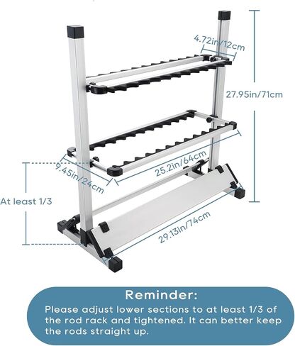 weyleity Fishing Rod Rack, Fishing Rod Organizer,Portable Fishing Rod Holder for All Poles, Hold 12 or 24 Rods,Aluminum Alloy Silver Black Rod Holder (24 Rods Rack) in Kuwait