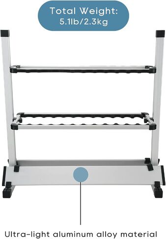 weyleity Fishing Rod Rack, Fishing Rod Organizer,Portable Fishing Rod Holder for All Poles, Hold 12 or 24 Rods,Aluminum Alloy Silver Black Rod Holder (24 Rods Rack) in Kuwait