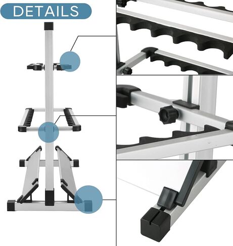 weyleity Fishing Rod Rack, Fishing Rod Organizer,Portable Fishing Rod Holder for All Poles, Hold 12 or 24 Rods,Aluminum Alloy Silver Black Rod Holder (24 Rods Rack) in Kuwait