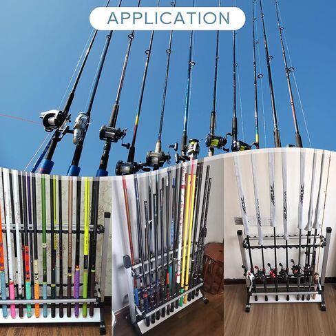 weyleity Fishing Rod Rack, Fishing Rod Organizer,Portable Fishing Rod Holder for All Poles, Hold 12 or 24 Rods,Aluminum Alloy Silver Black Rod Holder (24 Rods Rack) in Kuwait