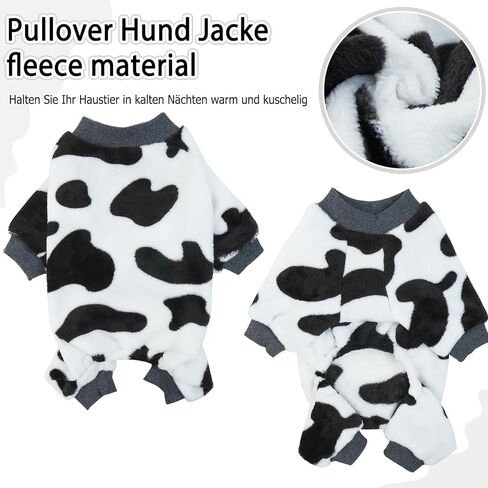 DENTRUN كلب صغير ملابس الشتاء الدافئة مضحك جرو حليب البقر سترة ازياء ، سلالة صغيرة الحيوانات الأليفة الكلب القط نيسيس لينة الفانيلا منامة in Kuwait