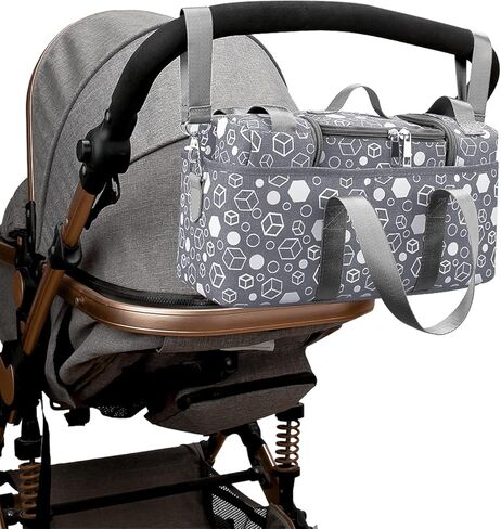 Baby Stroller Organizer Bag, Universal Stroller Caddy Organizer Large Space Multiple Pockets Stroller Bag Organizers with Insulated Pocket for Bottle, Diaper, Baby Items - Fit Most Strollers in Kuwait