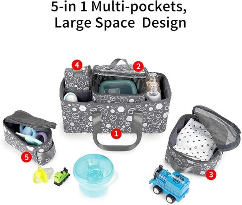 Baby Stroller Organizer Bag, Universal Stroller Caddy Organizer Large Space Multiple Pockets Stroller Bag Organizers with Insulated Pocket for Bottle, Diaper, Baby Items - Fit Most Strollers in Kuwait