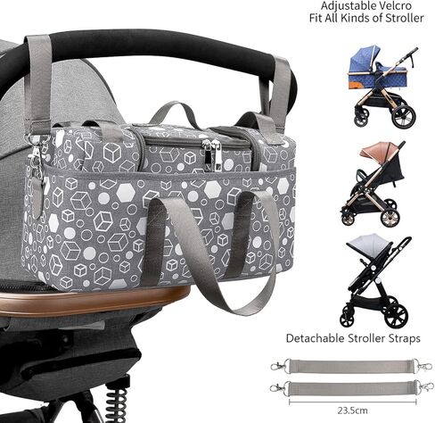 Baby Stroller Organizer Bag, Universal Stroller Caddy Organizer Large Space Multiple Pockets Stroller Bag Organizers with Insulated Pocket for Bottle, Diaper, Baby Items - Fit Most Strollers in Kuwait