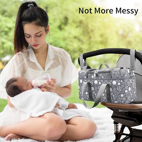 Baby Stroller Organizer Bag, Universal Stroller Caddy Organizer Large Space Multiple Pockets Stroller Bag Organizers with Insulated Pocket for Bottle, Diaper, Baby Items - Fit Most Strollers in Kuwait