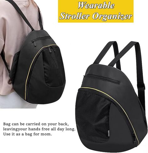 حقيبة تخزين بمشبك متوافقة مع عربة الأطفال ومقعد السيارة دونا، حقيبة حفاضات ذات سعة كبيرة للتخزين مع سحاب غير قابل للانزلاق، حقيبة منظم لعربة الأطفال يمكن ارتداؤها على ظهر حقيبة الأم طوال اليوم in Kuwait