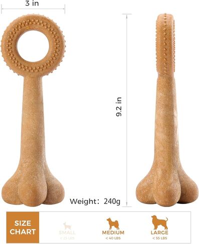 ألعاب مضغ للكلاب من تيكاتون للمضغ العدواني، لعبة حلقة تسنين متينة مصنوعة من مركبات بلاستيكية خشبية، ألعاب قوية للكلاب للسلالات المتوسطة والكبيرة in Kuwait