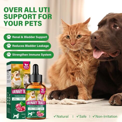 Urinary Tract Infection Treatment for Dǒg & Cat,Natural Treatment Drops for Preventing Urinary Incontinence & Bladder Stones,Fully Protect The Kidney Health 60ML in Kuwait