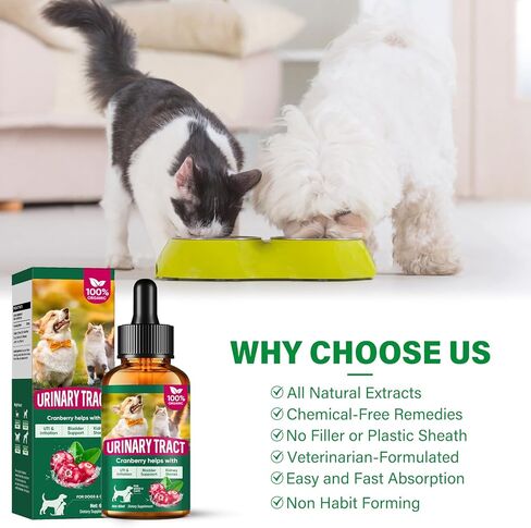 Urinary Tract Infection Treatment for Dǒg & Cat,Natural Treatment Drops for Preventing Urinary Incontinence & Bladder Stones,Fully Protect The Kidney Health 60ML in Kuwait