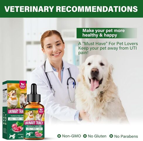 Urinary Tract Infection Treatment for Dǒg & Cat,Natural Treatment Drops for Preventing Urinary Incontinence & Bladder Stones,Fully Protect The Kidney Health 60ML in Kuwait