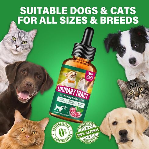 Urinary Tract Infection Treatment for Dǒg & Cat,Natural Treatment Drops for Preventing Urinary Incontinence & Bladder Stones,Fully Protect The Kidney Health 60ML in Kuwait