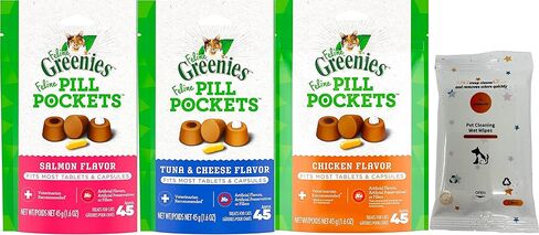 حزمة متنوعة من Aurora Pet (3) جيوب حبوب منع الحمل للقطط (1) دجاج (1) سمك السلمون (1) نكهة التونة والجبن الطبيعية الناعمة للبالغين (1.6 أونصة لكل منها) مع مناديل AuroraPet in Kuwait