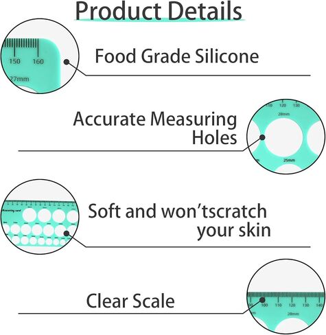 Nipple Rulers for Flange Sizing, 4pcs Silicone Nipple Flange Measuring Tool for Breast Pump Flange Size, Breast Pump Shield Nipple Sizing Measurement Tool for Flanges, Including 2 Flange Rulers in Kuwait