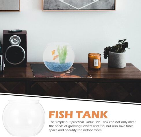 Balacoo وعاء السمك البلاستيك الشفاف حوض السمك المستديرة سطح المكتب حوض السمك الصغير واضح فقاعة السلطانية ذهبية خزان السلاحف المائية زارع الحاويات in Saudi Arabia