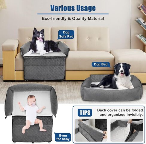 سرير مقعد سيارة للكلاب متوسطة وكبيرة الحجم، حزامان محدثان لسيارة الكلاب، مقعد خلفي للسيارة للسفر للكلاب، سرير سيارة مع وسادة زغب سميكة، قابل للإزالة والغسل، سرير مقعد سيارة للكلاب والجراء، رمادي اللون in Kuwait