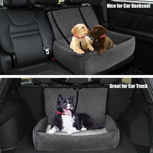 سرير مقعد سيارة للكلاب متوسطة وكبيرة الحجم، حزامان محدثان لسيارة الكلاب، مقعد خلفي للسيارة للسفر للكلاب، سرير سيارة مع وسادة زغب سميكة، قابل للإزالة والغسل، سرير مقعد سيارة للكلاب والجراء، رمادي اللون in Kuwait