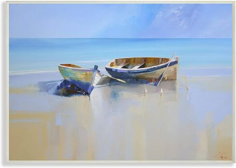 The Stupell Home Decor Blue Tinted Retro Van by The Beach Planked Look Stretched Canvas Wall Art, Multi-Color in Kuwait