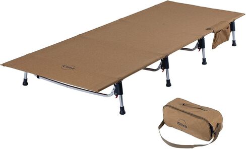 iClimb Super Easy Assemble Folding Cot Ultralight Compact, Black Two Height | Ultralight Compact, Heavy Duty, with Carry Bag, for Adults Camping Backpacking in Kuwait
