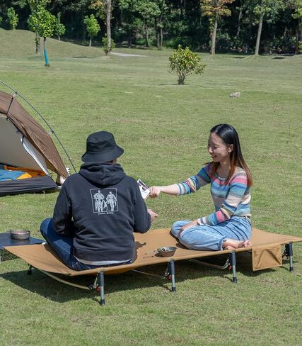 iClimb Super Easy Assemble Folding Cot Ultralight Compact, Black Two Height | Ultralight Compact, Heavy Duty, with Carry Bag, for Adults Camping Backpacking in Kuwait