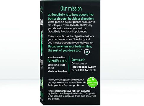 GoodBelly Probiotic Supplement for Digestive Health Support - Includes 10 Billion Live & Active Cultures of Lactobacillus Plantarum – Vegan Probiotic (30 Capsules per Bottle) in Saudi Arabia