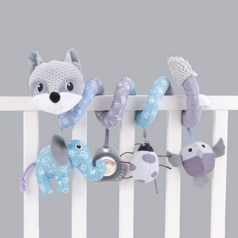 Car Seat Toys for Infants, Musical Sensory Hanging Baby Toys Mobile | Newborns Plush Spiral Toys for Stroller Crib Bar Bassinet Car Seat Mobile with Music Box BB Squeaker Rattles- Orange Fox in Saudi Arabia
