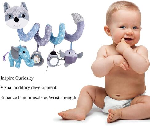Car Seat Toys for Infants, Musical Sensory Hanging Baby Toys Mobile | Newborns Plush Spiral Toys for Stroller Crib Bar Bassinet Car Seat Mobile with Music Box BB Squeaker Rattles- Orange Fox in Saudi Arabia