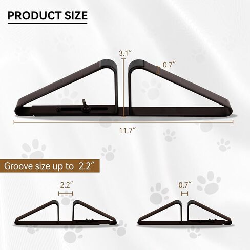 PUPETPO Support Feet for Pet Gate (Updated Version), Pet Gate Metal Support Feet Set of 2 for Extra Wide Foldable Dog Gates, Easy to Install, A Pair of Safety Fence Feet for Wooden Dog Gate, Black in Saudi Arabia
