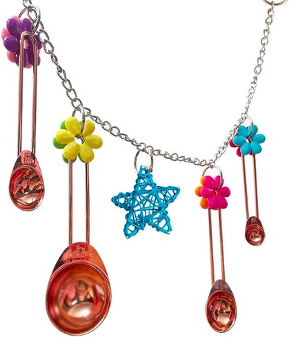 GILYGI ملعقة معلقة من الفولاذ المقاوم للصدأ باللون الذهبي الوردي وألعاب زهرة الأكريليك الملونة تُبهج لعبة طائر الببغاء الصغيرة والمتوسطة والكبيرة والببغاء الرمادي الأفريقي والأمازون الكونيور والطيور المشابهة in Kuwait