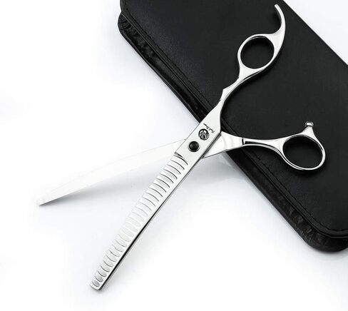 مقص العناية بالحيوانات الأليفة ذو المنحني إلى الأسفل مقاس 7.5 بوصة من بيربل دراجون - مقصات قطع الكلاب - مقصات شعر ترقق الحيوانات البالغة لمربية الحيوانات الأليفة أو العائلة DIY in Kuwait