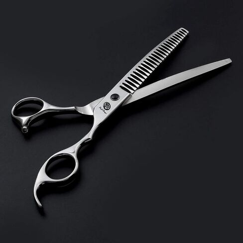 مقص العناية بالحيوانات الأليفة ذو المنحني إلى الأسفل مقاس 7.5 بوصة من بيربل دراجون - مقصات قطع الكلاب - مقصات شعر ترقق الحيوانات البالغة لمربية الحيوانات الأليفة أو العائلة DIY in Kuwait