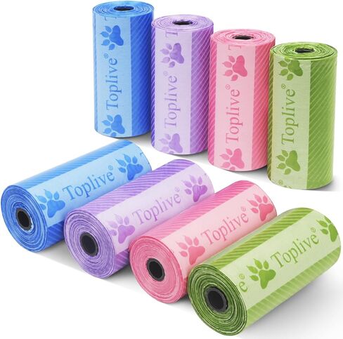 Toplive Dog Waste Bags, Poop Bags for Dog, Extra Thick Strong Leak-Proof Doggy Bags 16 Rolls (240 Bags), Black in Kuwait