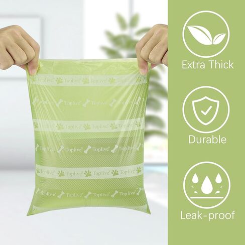 Toplive Dog Waste Bags, Poop Bags for Dog, Extra Thick Strong Leak-Proof Doggy Bags 16 Rolls (240 Bags), Black in Kuwait