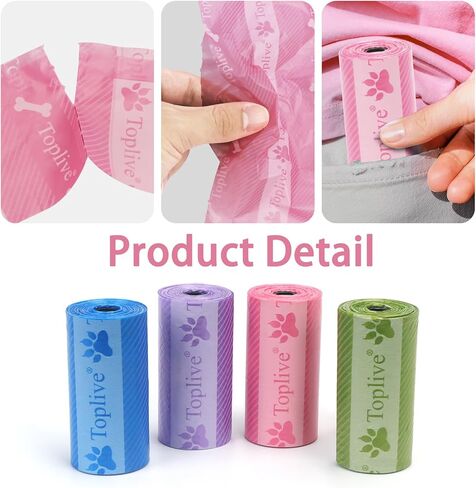 Toplive Dog Waste Bags, Poop Bags for Dog, Extra Thick Strong Leak-Proof Doggy Bags 16 Rolls (240 Bags), Black in Kuwait