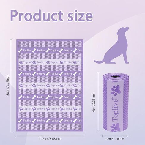 Toplive Dog Waste Bags, Poop Bags for Dog, Extra Thick Strong Leak-Proof Doggy Bags 16 Rolls (240 Bags), Black in Kuwait