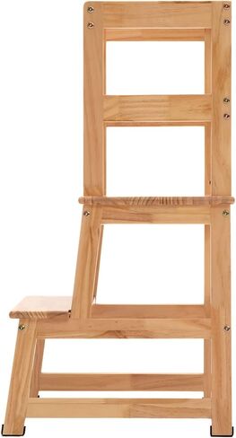 مقعد خطوة للمطبخ للأطفال مع حاجز أمان، هيكل من الخشب الصلب مقعد تعلم للأطفال الصغار، برج مقعد مطبخ للأطفال الصغار من مونتيسوري (أبيض) in Kuwait