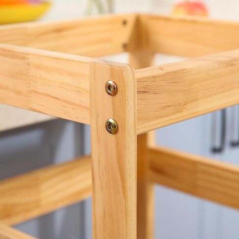 مقعد خطوة للمطبخ للأطفال مع حاجز أمان، هيكل من الخشب الصلب مقعد تعلم للأطفال الصغار، برج مقعد مطبخ للأطفال الصغار من مونتيسوري (أبيض) in Kuwait