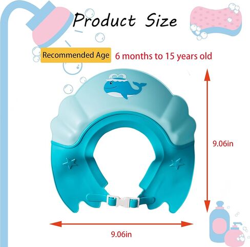 Baby Shower Cap Shield, Shower Cap for Kids, Visor Hat for Eye and Ear Protection for 0-9 Years Old Children,Cute whale shape Makes the Baby Bath More Fun (Orange) in Kuwait