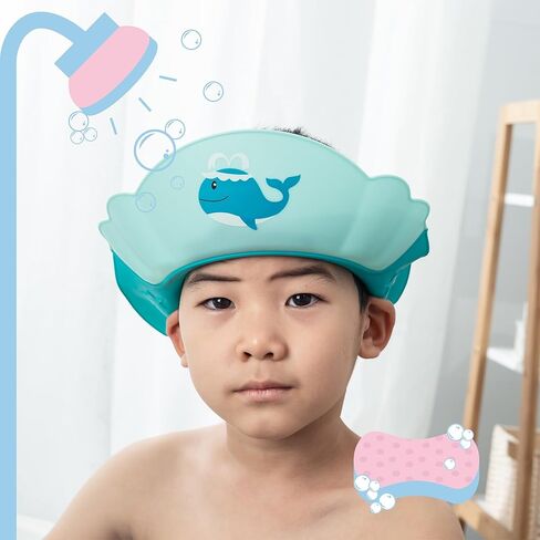 Baby Shower Cap Shield, Shower Cap for Kids, Visor Hat for Eye and Ear Protection for 0-9 Years Old Children,Cute whale shape Makes the Baby Bath More Fun (Orange) in Kuwait
